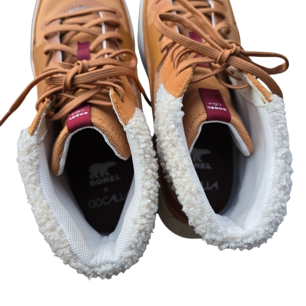 🌻Sorel X Calia Ona 503 Mid Cozy Sneaker Boot, CanynGld/Bleached Ceramic Size 11 - Picture 10 of 14